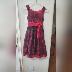 Red and Black Sequin Special Occasions Holiday Dress, Girls Size 10